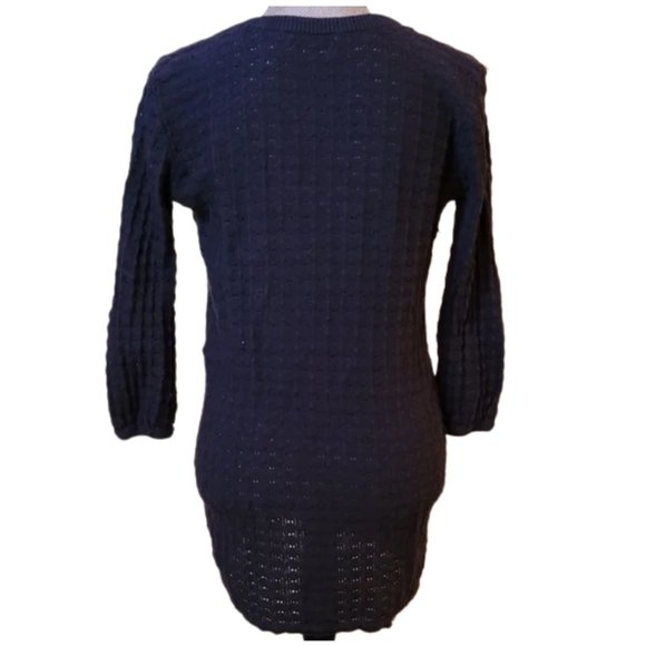 Black Calvin Klein Large, V-Neck, Long Sleeve, Tunic Blouse - Picture 2 of 2